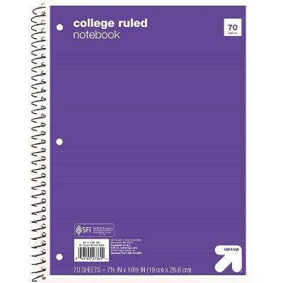up&up™ College Ruled 1 Subject Spiral Notebook Purple 70 Pages 3 Hole Punched