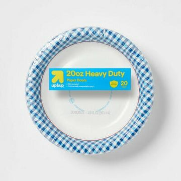 Up&up Disposable Bowl Blue Checkered 20oz 20ct
