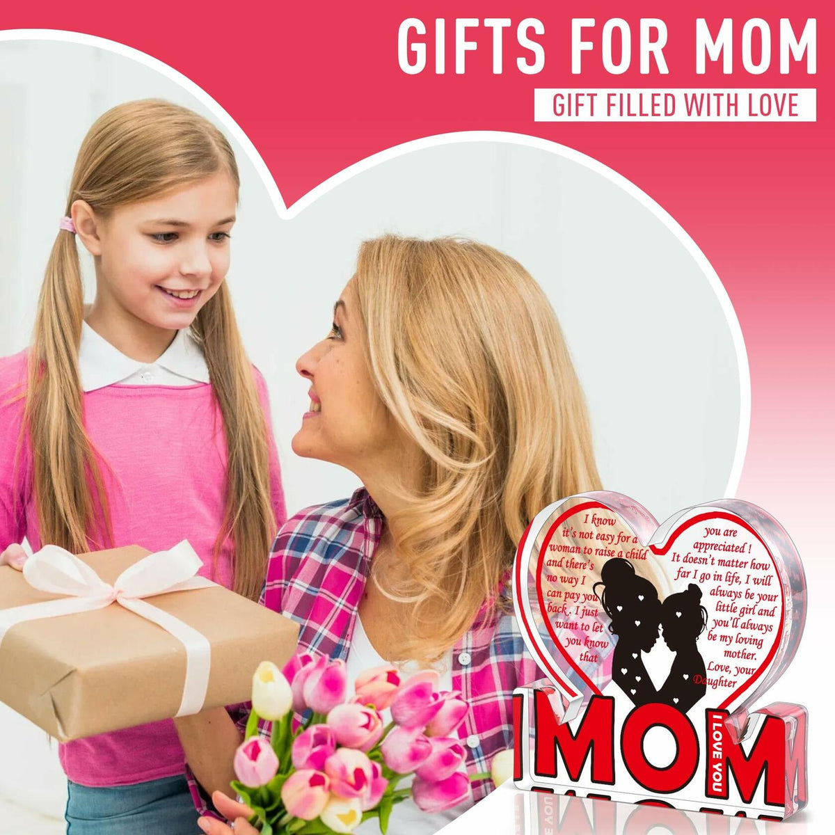 Love Mom Mother's Day Acrylic Plaque Desk Decoration Sign Gift