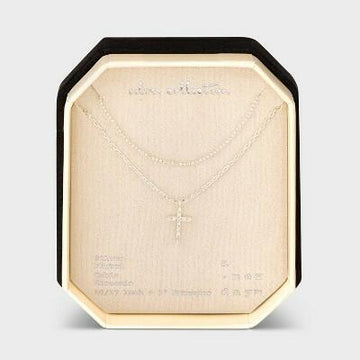 A New Day™ Silver Plated Cubic Zirconia Cross Multi-Strand Necklace Silver