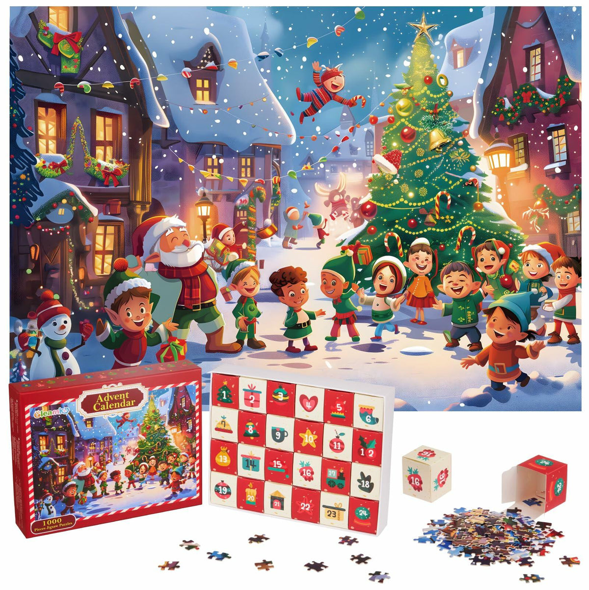 Advent Calendar 2025 Christmas Jigsaw Puzzle 1000pcs 24 Days Countdown