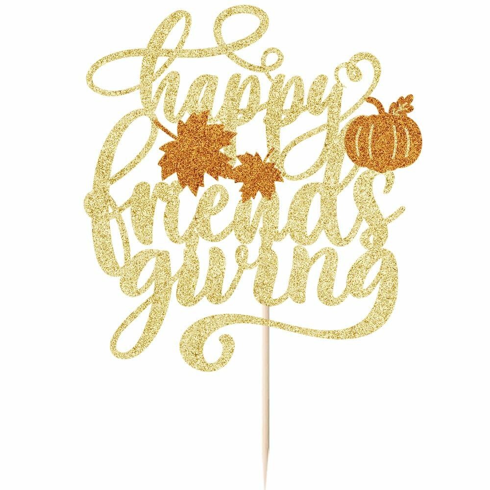 AROKIPPRY Gold Glitter Pumpkin Cake Topper Autumn Fall Maple Leaves Party