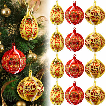 Vercraft 12 Pcs Christmas Tree Balls Ornaments Red Gold Hanging Decor