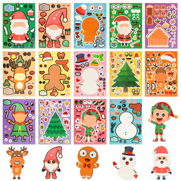 LovesTown 56PCS Waterproof Christmas Face Stickers for Kids Party Favors