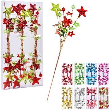 17" Red Green White Christmas Tree Topper Star Beads Sequin Decor