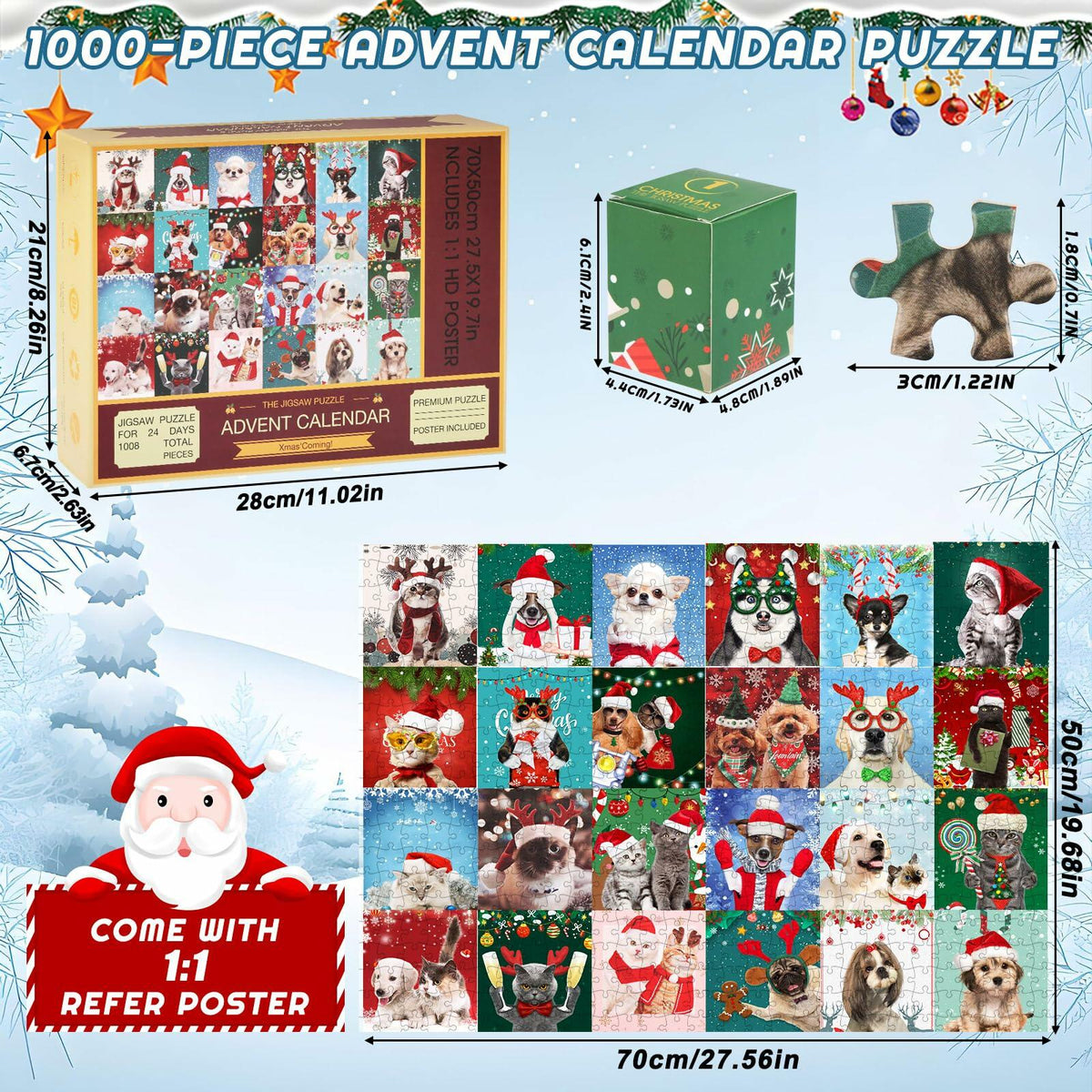 Sibosen 2024 Polar Christmas Puzzle Advent Calendar 1008 Pieces Style-02