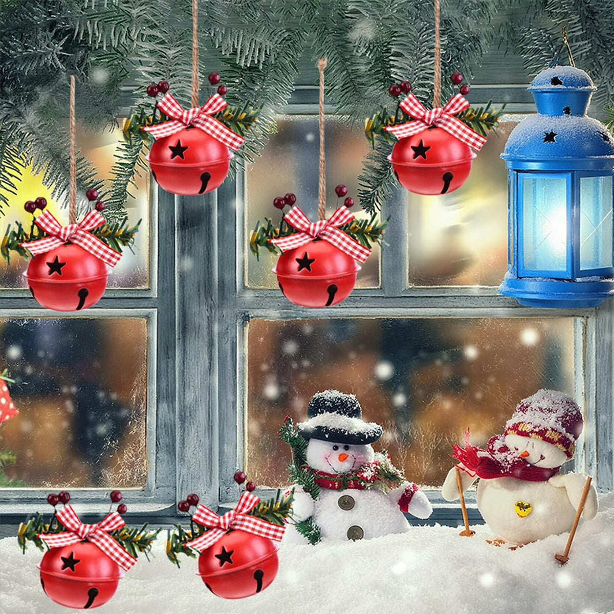 [Like New] 18 PCS Christmas Jingle Bells Ornaments Red White Green Tree Pendant Decor