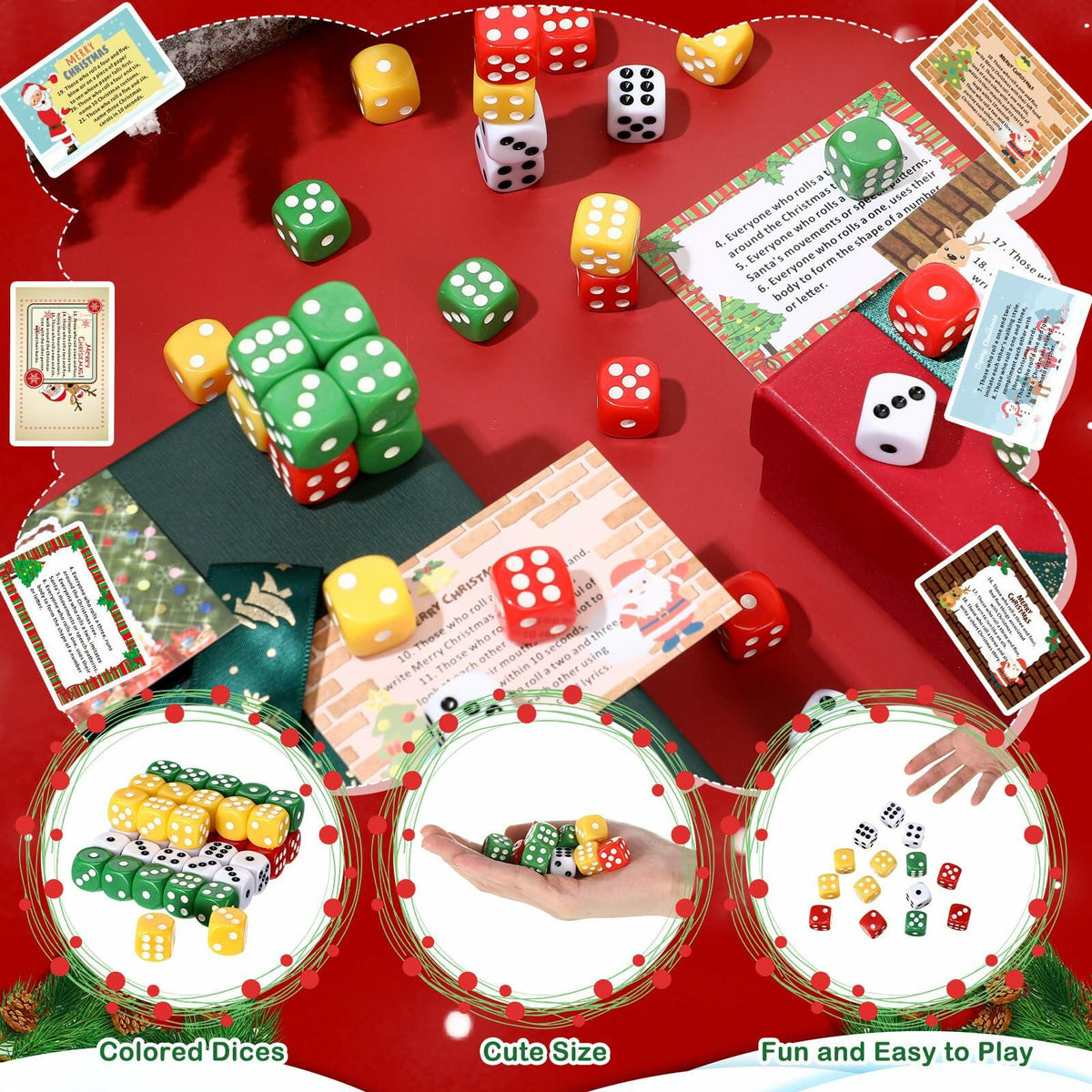 Shappy Christmas Party Dice Game Set 4 Sets 4 Colored Dice Storage Box 4 Players