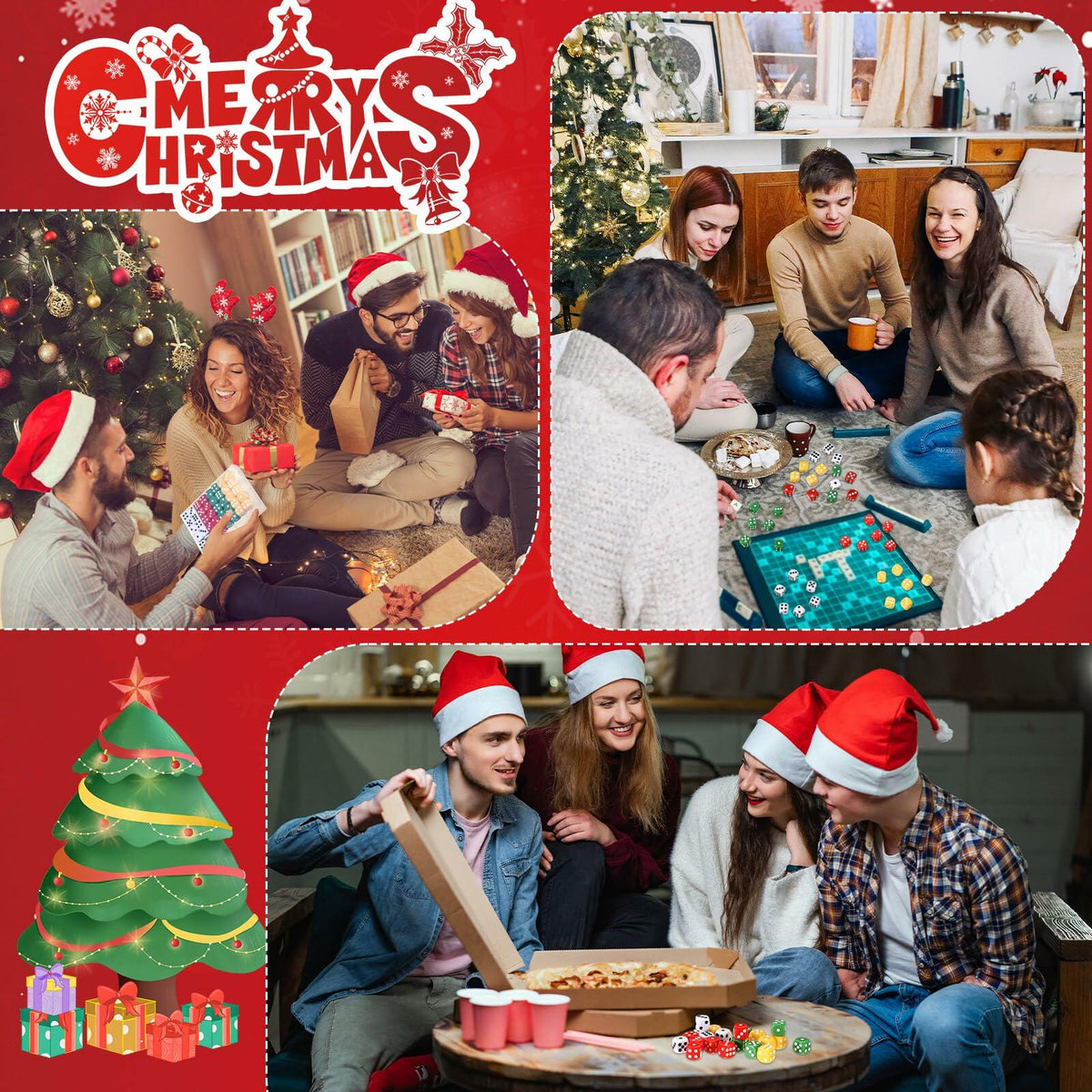 Shappy Christmas Party Dice Game Set 4 Sets 4 Colored Dice Storage Box 4 Players