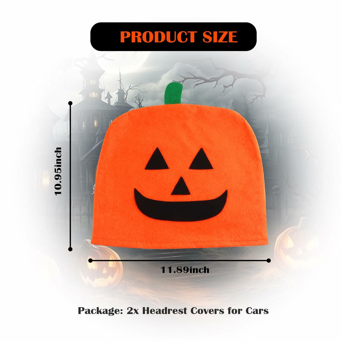 IHOTDER 2PCS Halloween Pumpkin Car Headrest Covers Universal