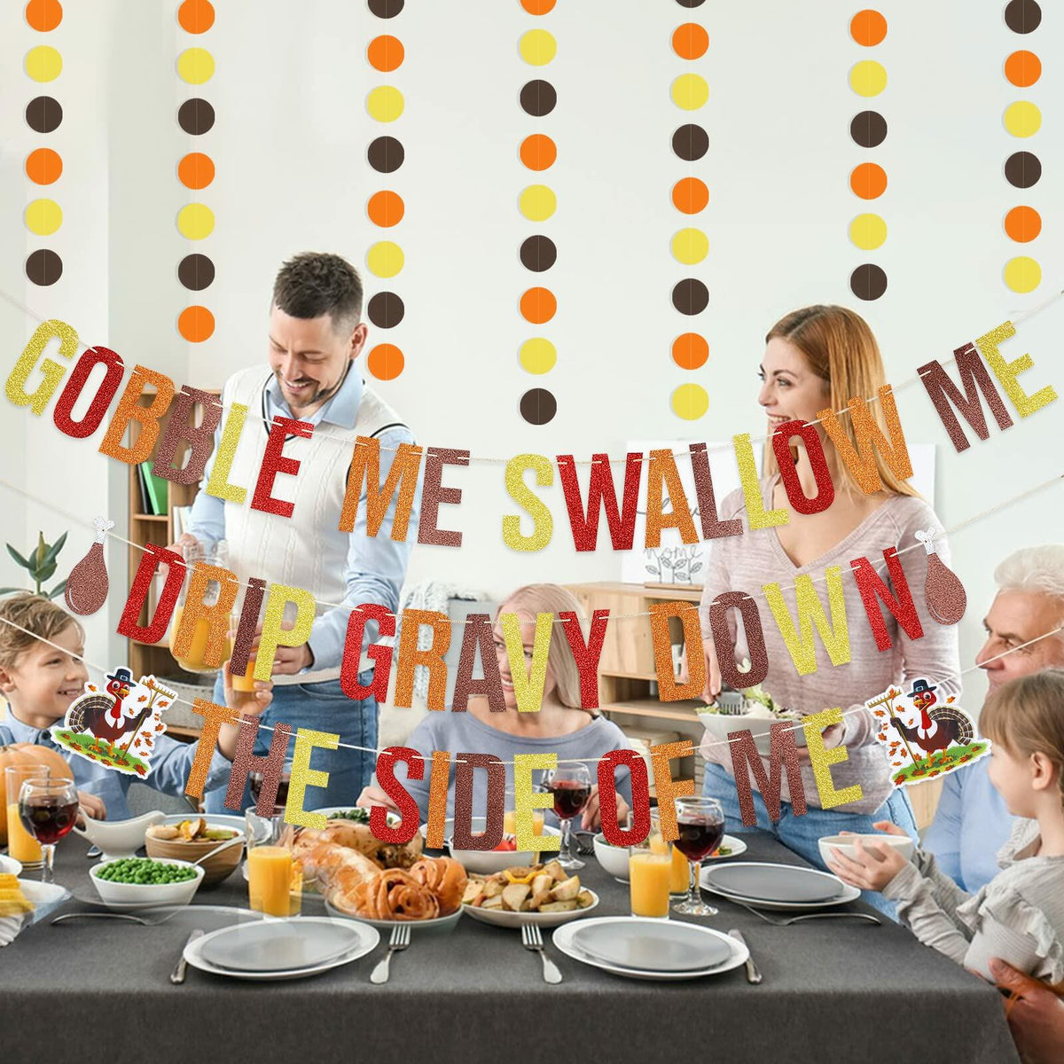 Gobble Me Swallow Me Thanksgiving Friendsgiving Banner Decoration