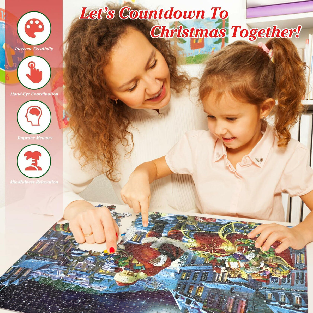 DBPBToU 1000pcs Christmas Caribou Jigsaw Puzzle Unique Pieces for Adults