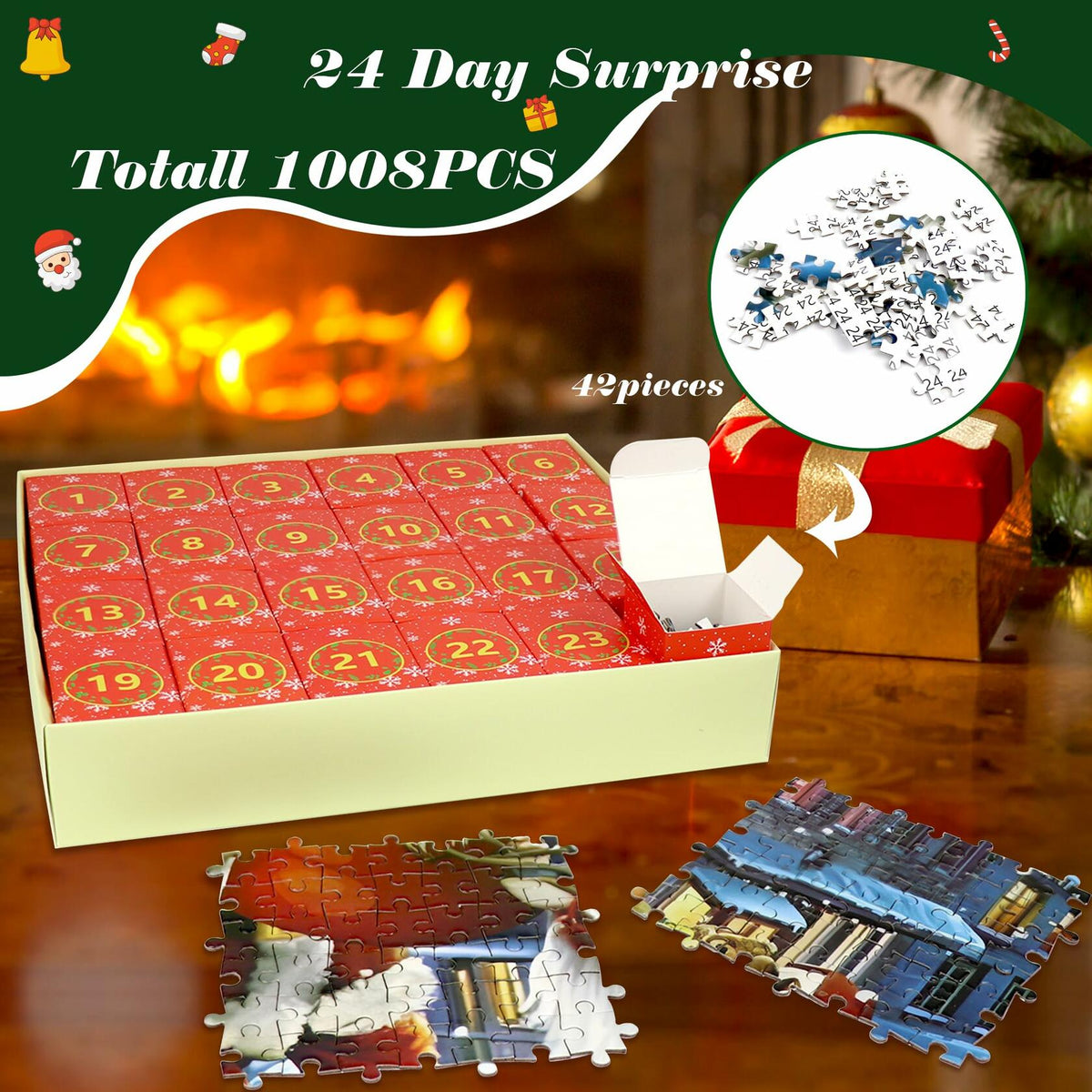 DBPBToU 1000pcs Christmas Caribou Jigsaw Puzzle Unique Pieces for Adults
