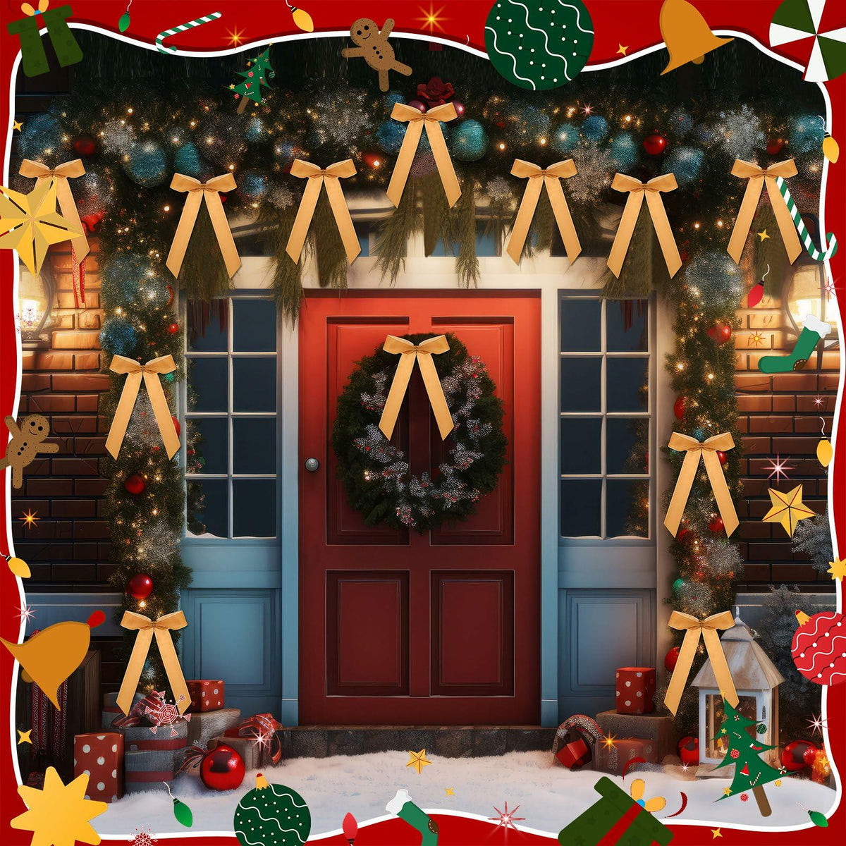Riceshoot 30 Pcs Velvet Christmas Bow Khaki 6.3x11 Inch Rustic Decor
