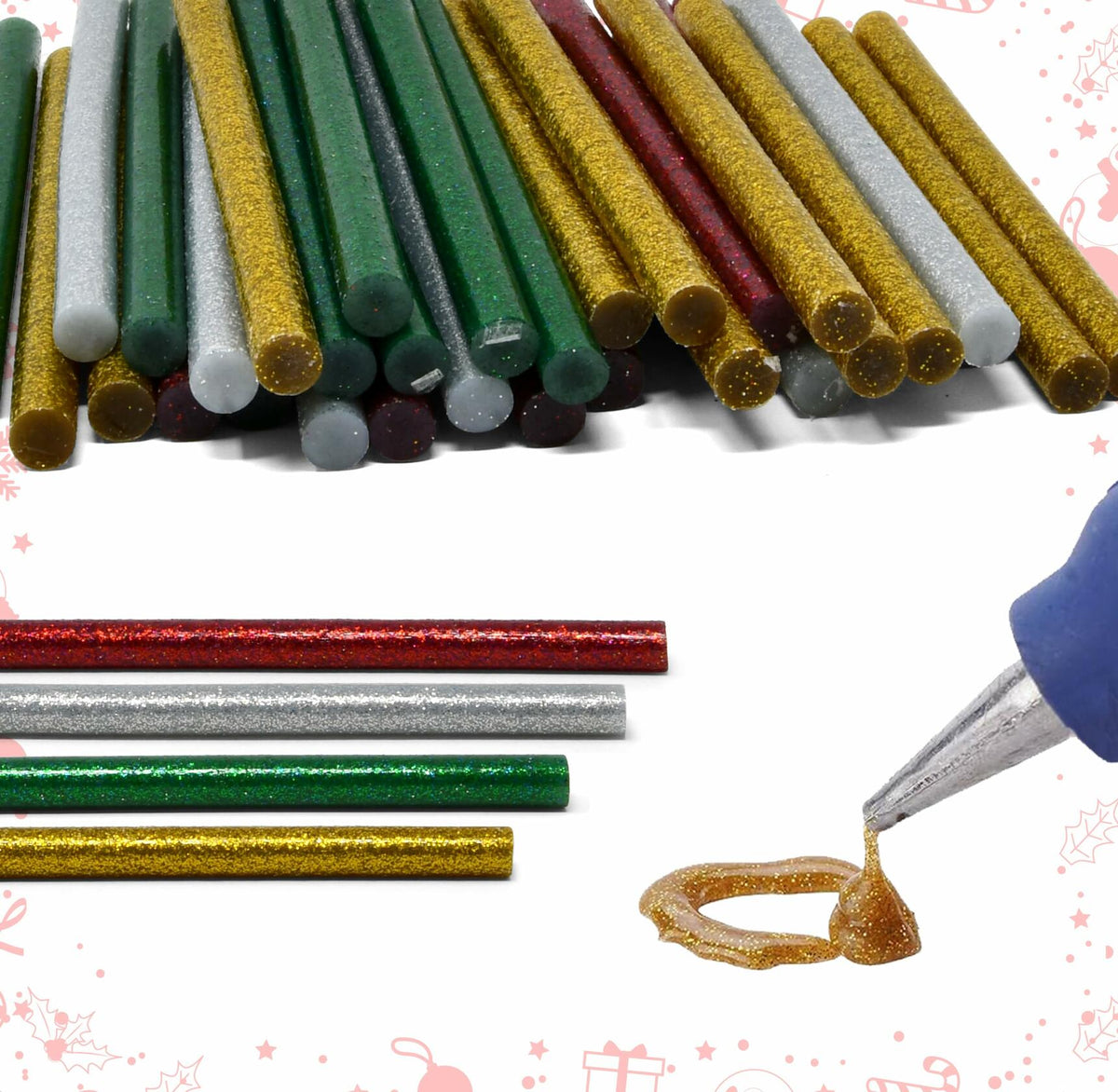 Gift Boutique 100 Pack Mini Christmas Hot Glue Gun Sticks 4 Colors 0.27"x4"