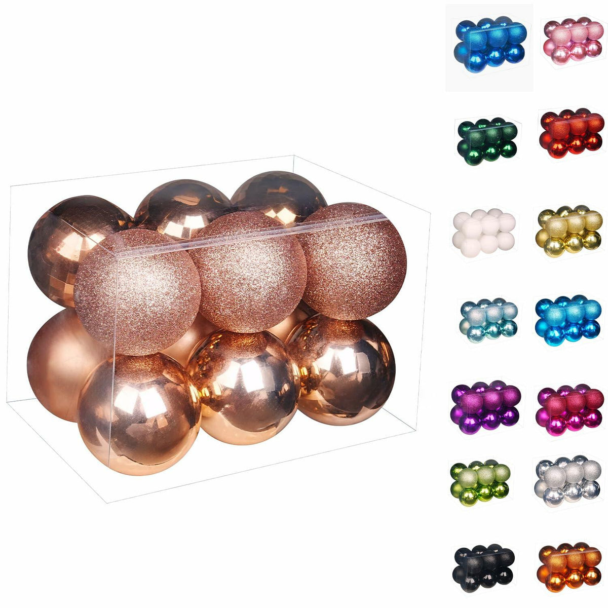 Emopeak 12Pcs Shatterproof Christmas Balls Ornaments 4 Style Multi Color