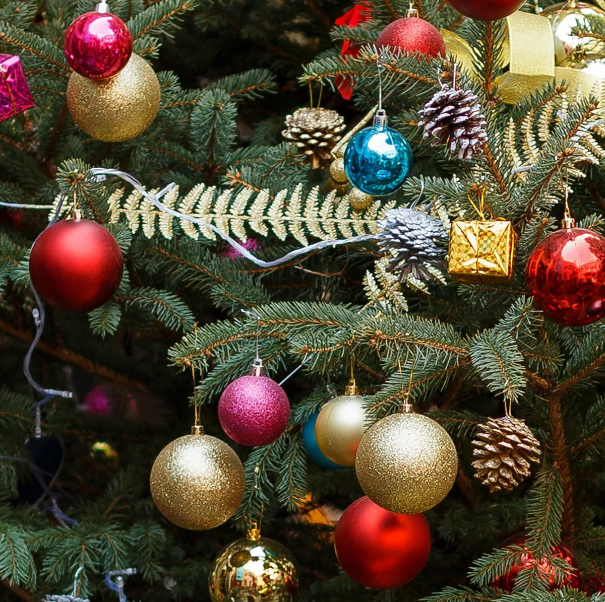 Emopeak 12Pcs Shatterproof Christmas Balls Ornaments 4 Style Multi Color