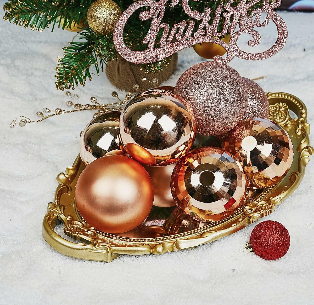 Emopeak 12Pcs Shatterproof Christmas Balls Ornaments 4 Style Multi Color