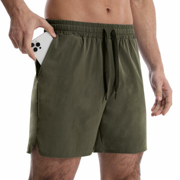 OEBLD Men's Athletic Running Shorts 5 Inch Quick Dry Army Green Size L