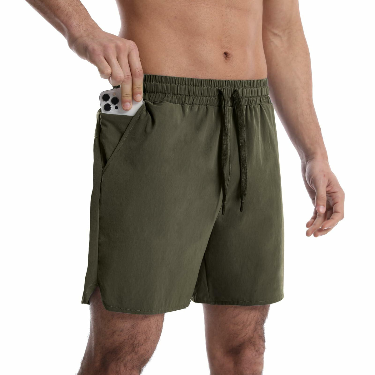 OEBLD Men's Athletic Running Shorts 5 Inch Quick Dry Army Green Size L