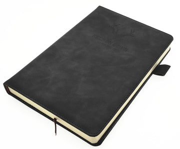 Ailifly Hardcover Journal Notebook A5 Ruled 360 Pages Black Faux PU Leather