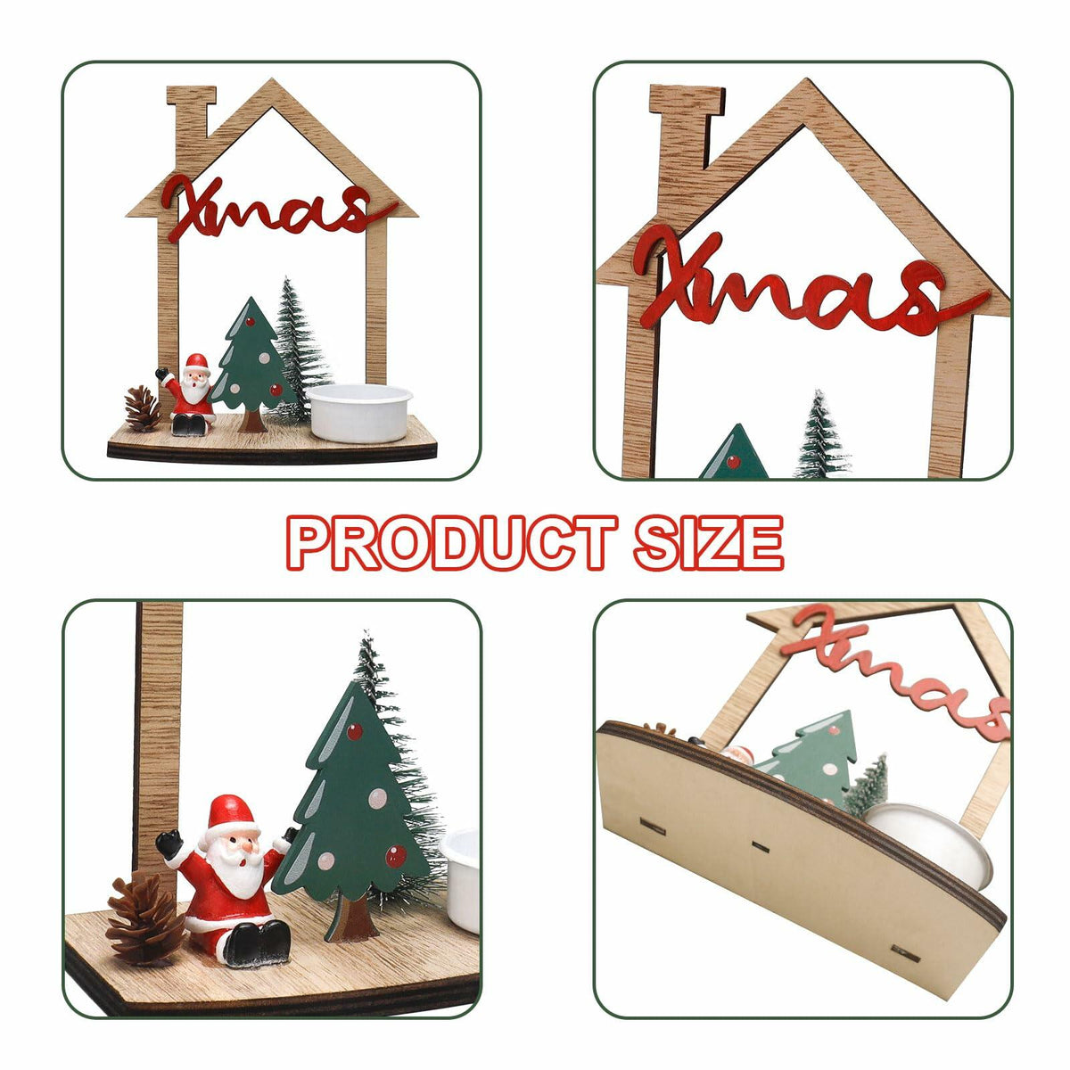 VQN Christmas Wooden Small House Crafts Rustic Xmas Holiday Ornament Decor