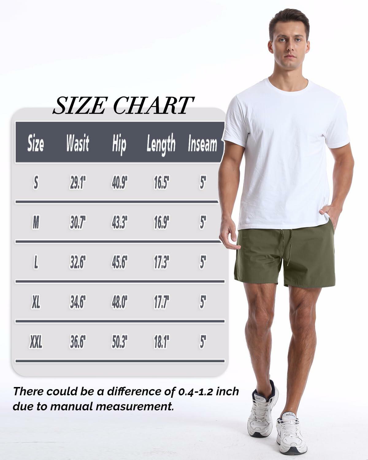OEBLD Men's Athletic Running Shorts 5 Inch Quick Dry Army Green Size L