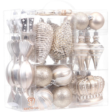 Sea Team 50-Pack Shatterproof Christmas Ball Ornaments Set Silver Xmas