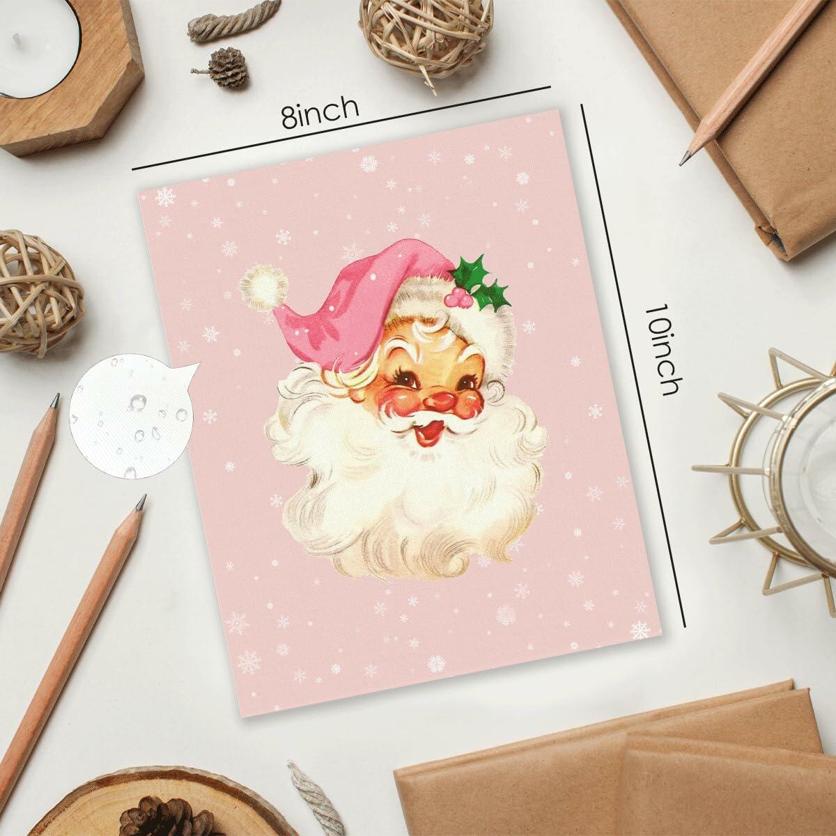 APJYM Pink Christmas Wall Art Merry Christmas Tree Santa 8x10 Inch