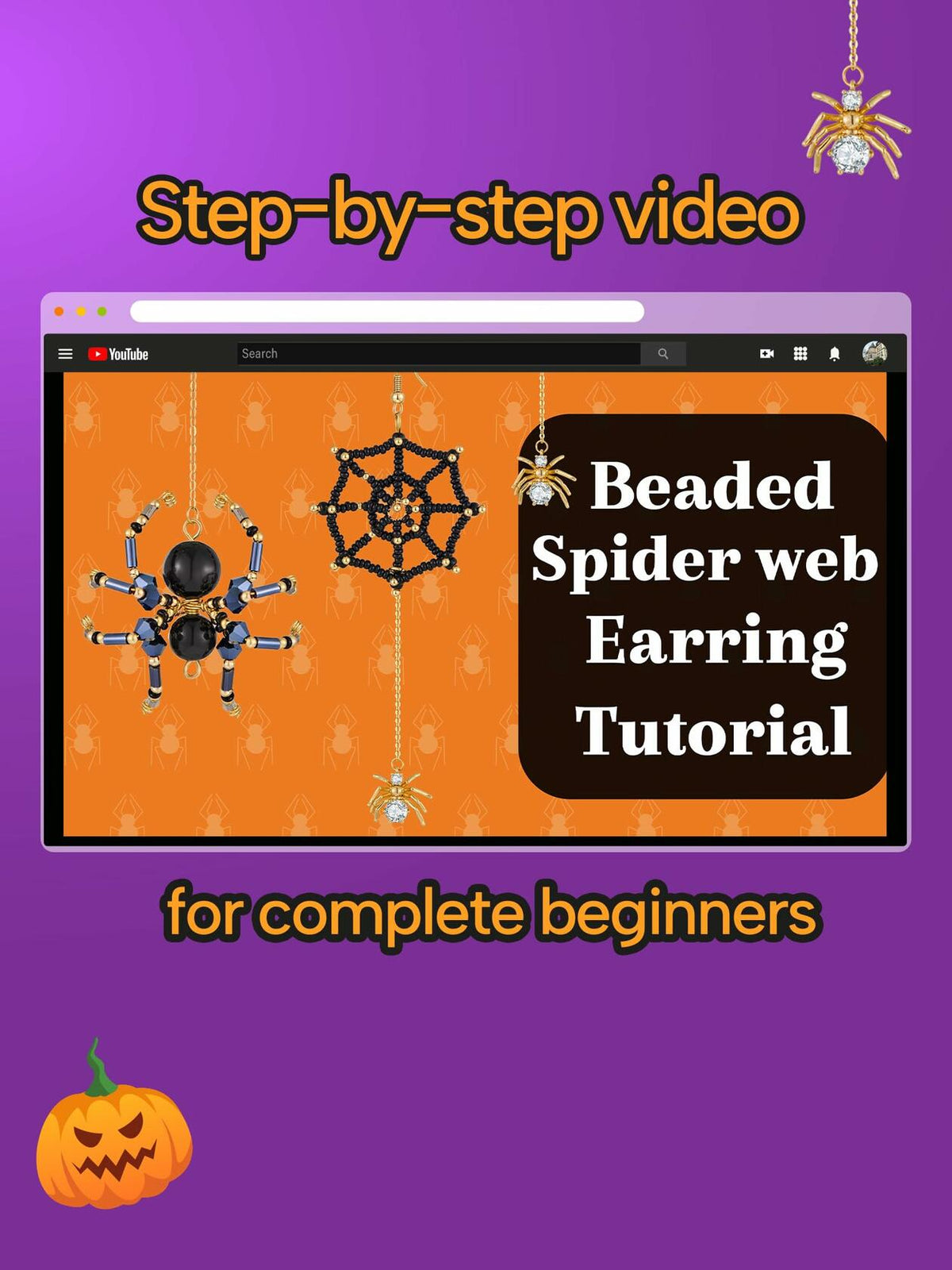 DoDoBeads Halloween Earring Making Kit Spider CZ Pendant Gold Beads