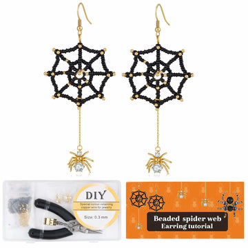 DoDoBeads Halloween Earring Making Kit Spider CZ Pendant Gold Beads