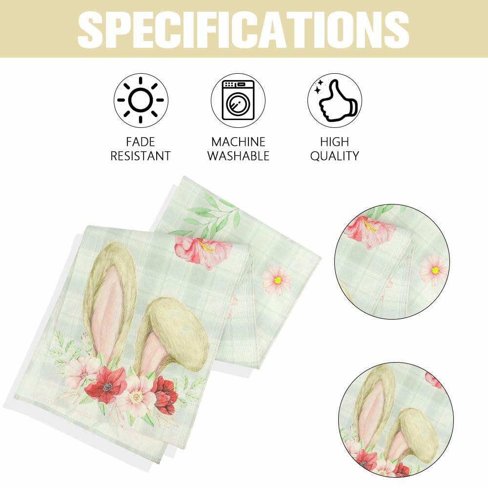 QIHOMPIB Easter Table Runner Pastel Pink Floral Boho 13x72 Inch