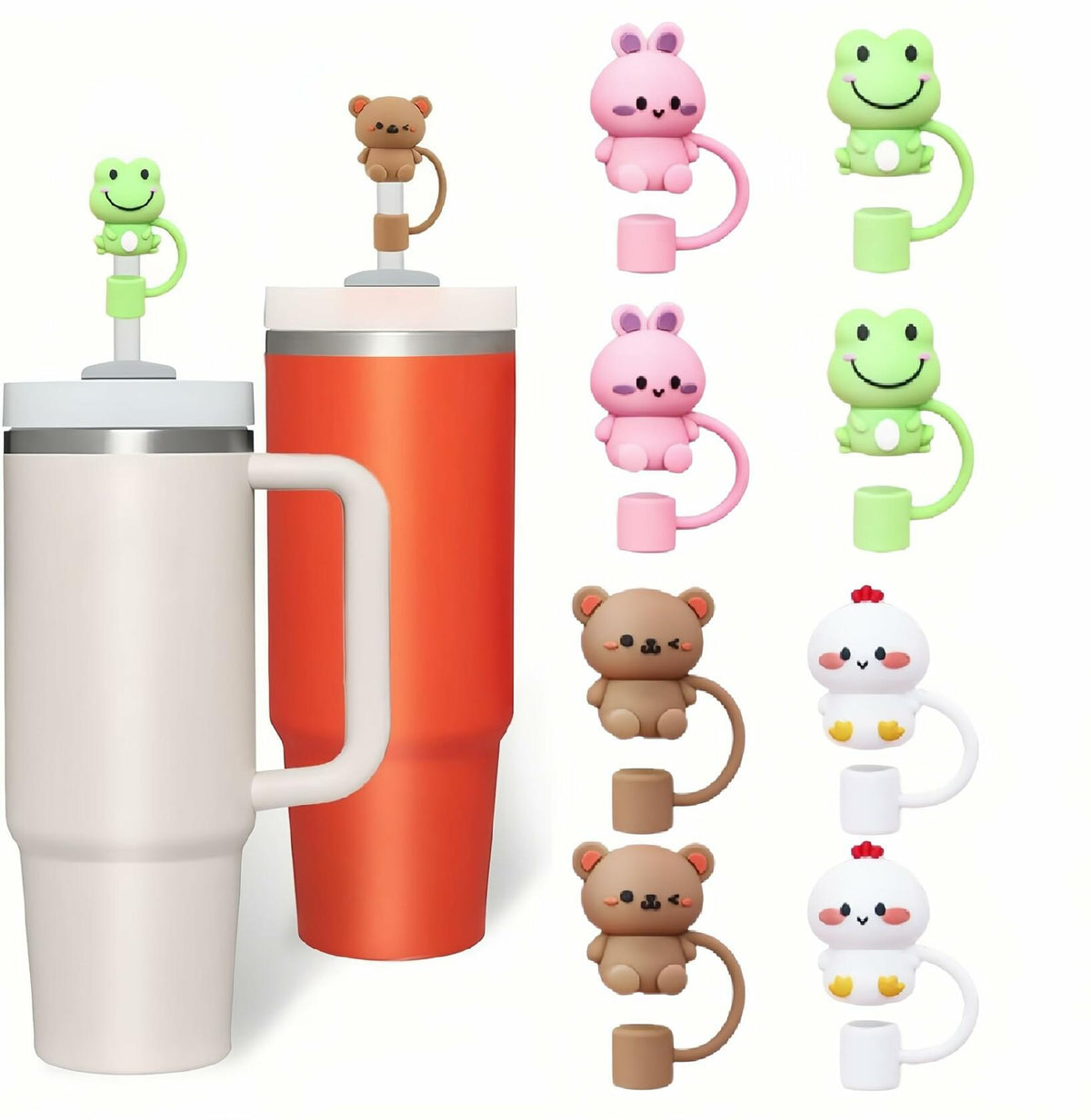 IN Chenthy 8 Pcs Silicone Animal Straw Topper for Stanley 30&40 Oz Tumbler