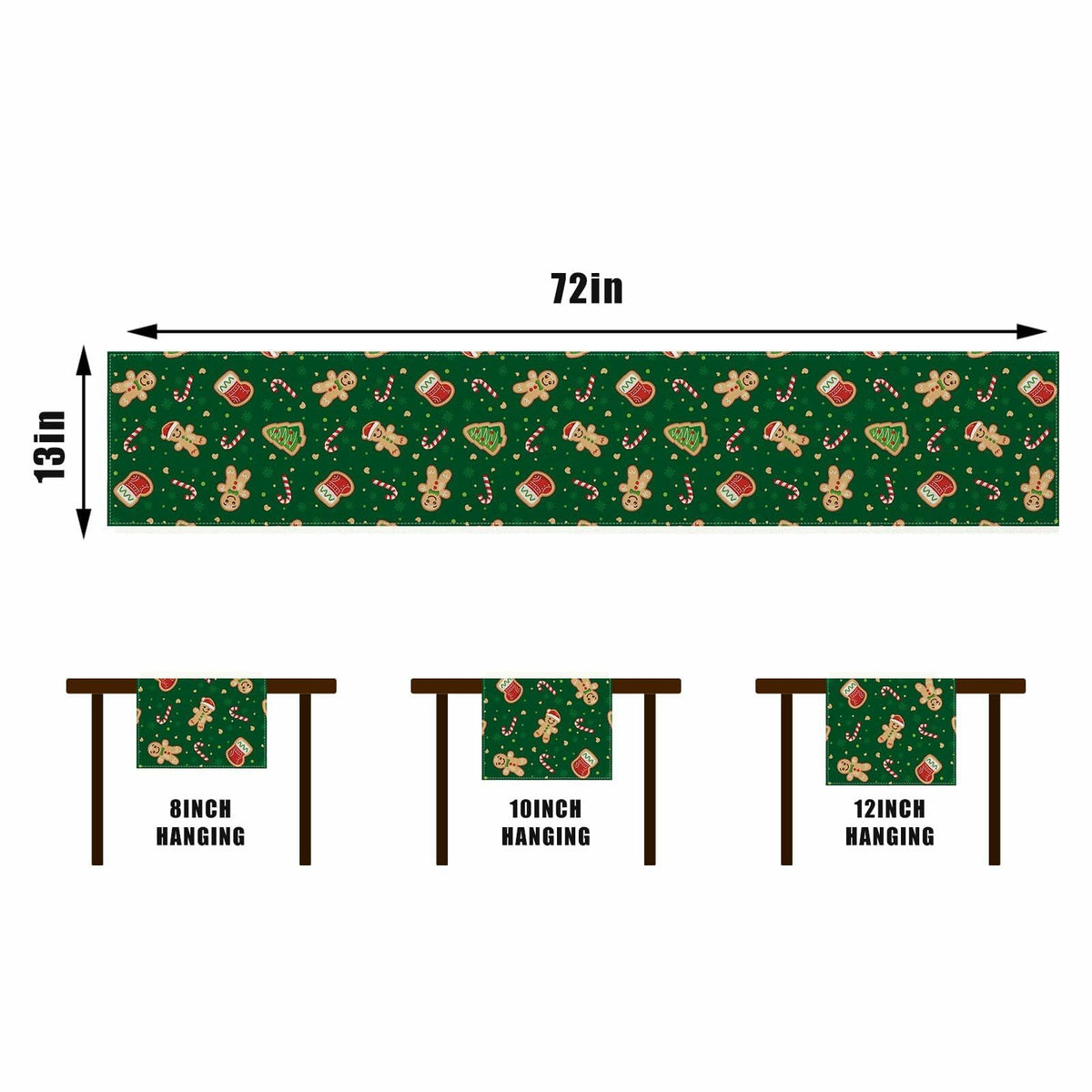 Rvsticty Linen Christmas Table Runner Winter Xmas Decorations 13x72"