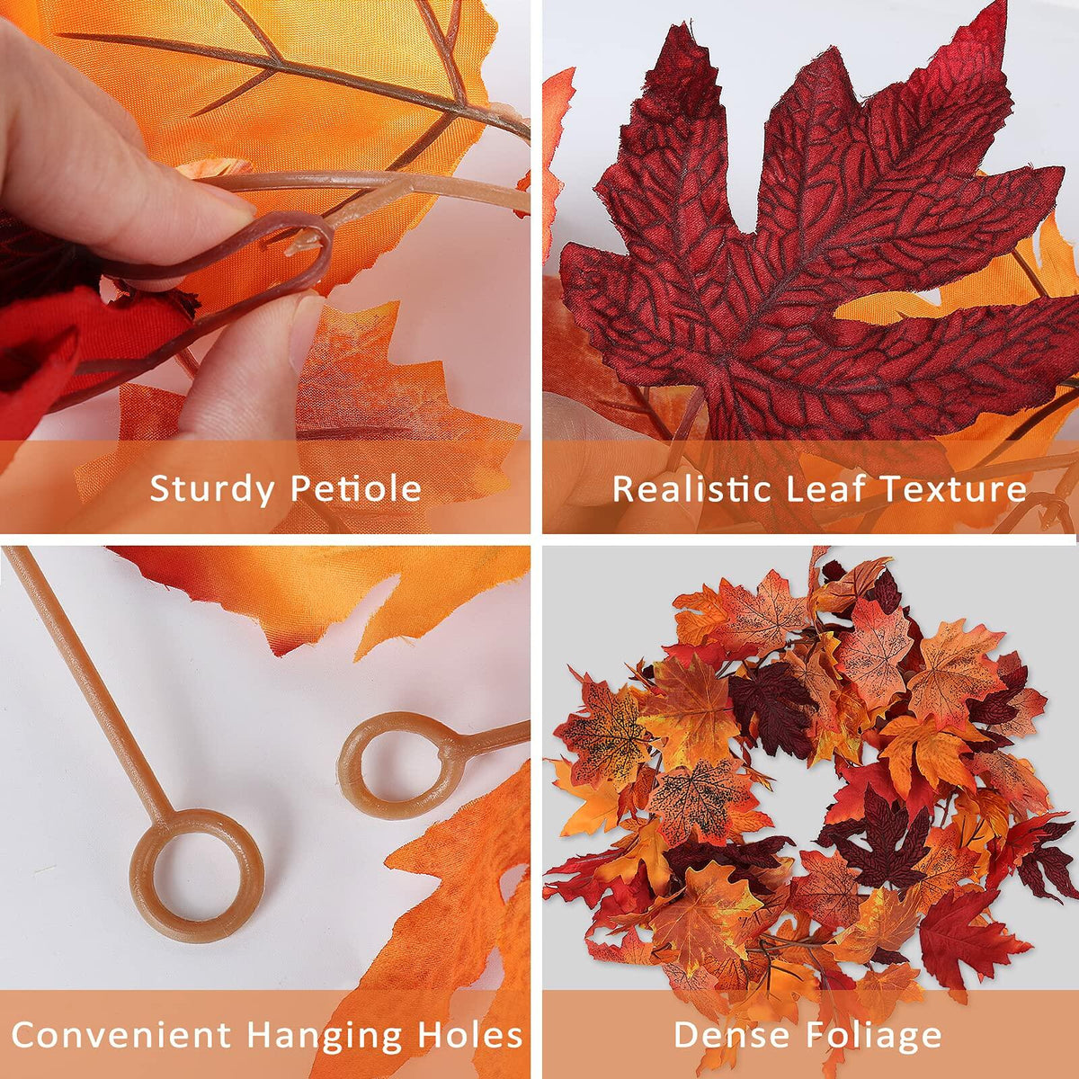 [Like New] RECUTMS 2Pcs Artificial Autumn Maple Leaves Garland 2.5FT Fall Decor