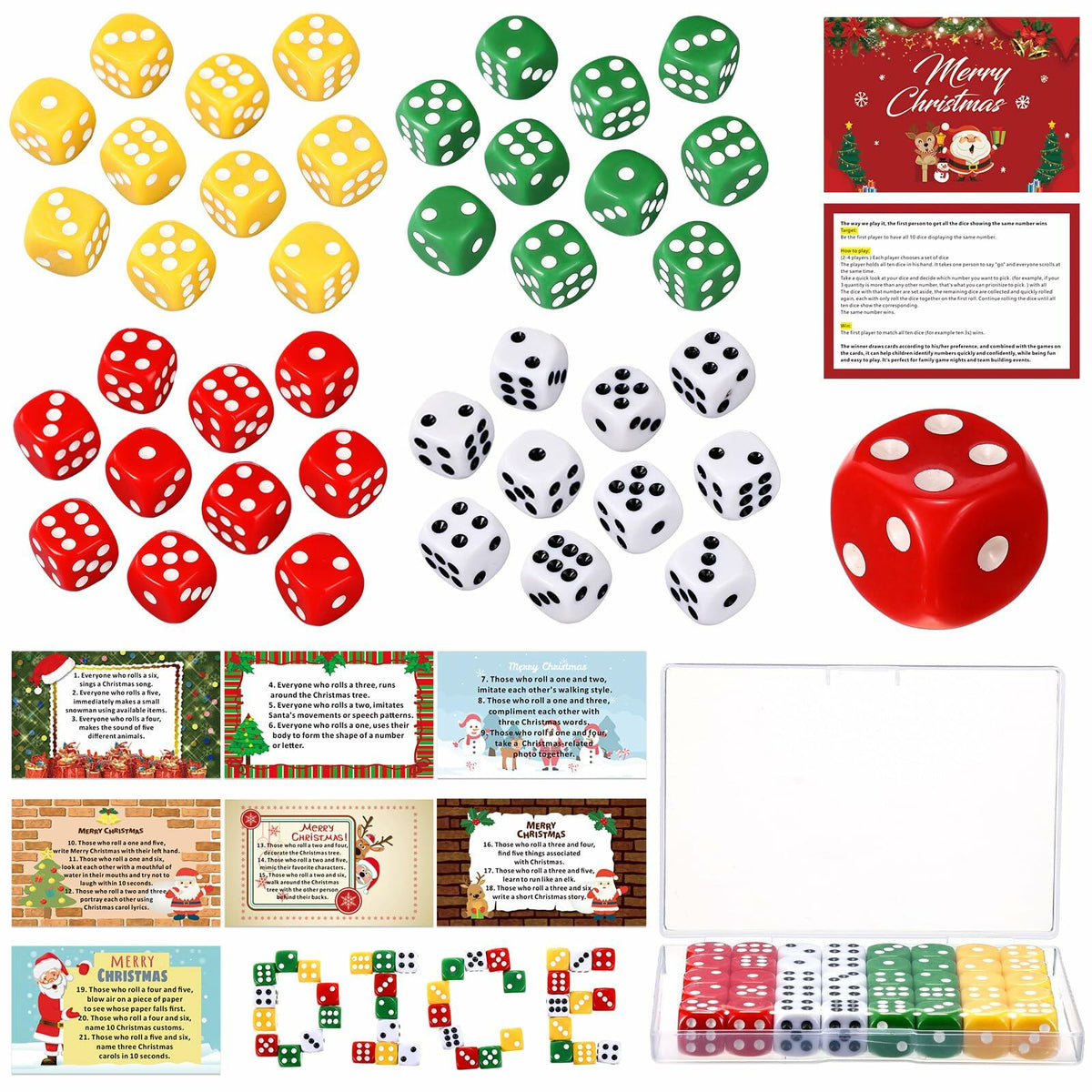 [Like New] Shappy Christmas Party Dice Game Set 4 Sets 4 Colored Dice Storage Box 4 Players