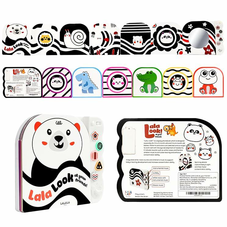 Lalala Baby Black White Sensory Toy with Mirror High Contrast Board Book