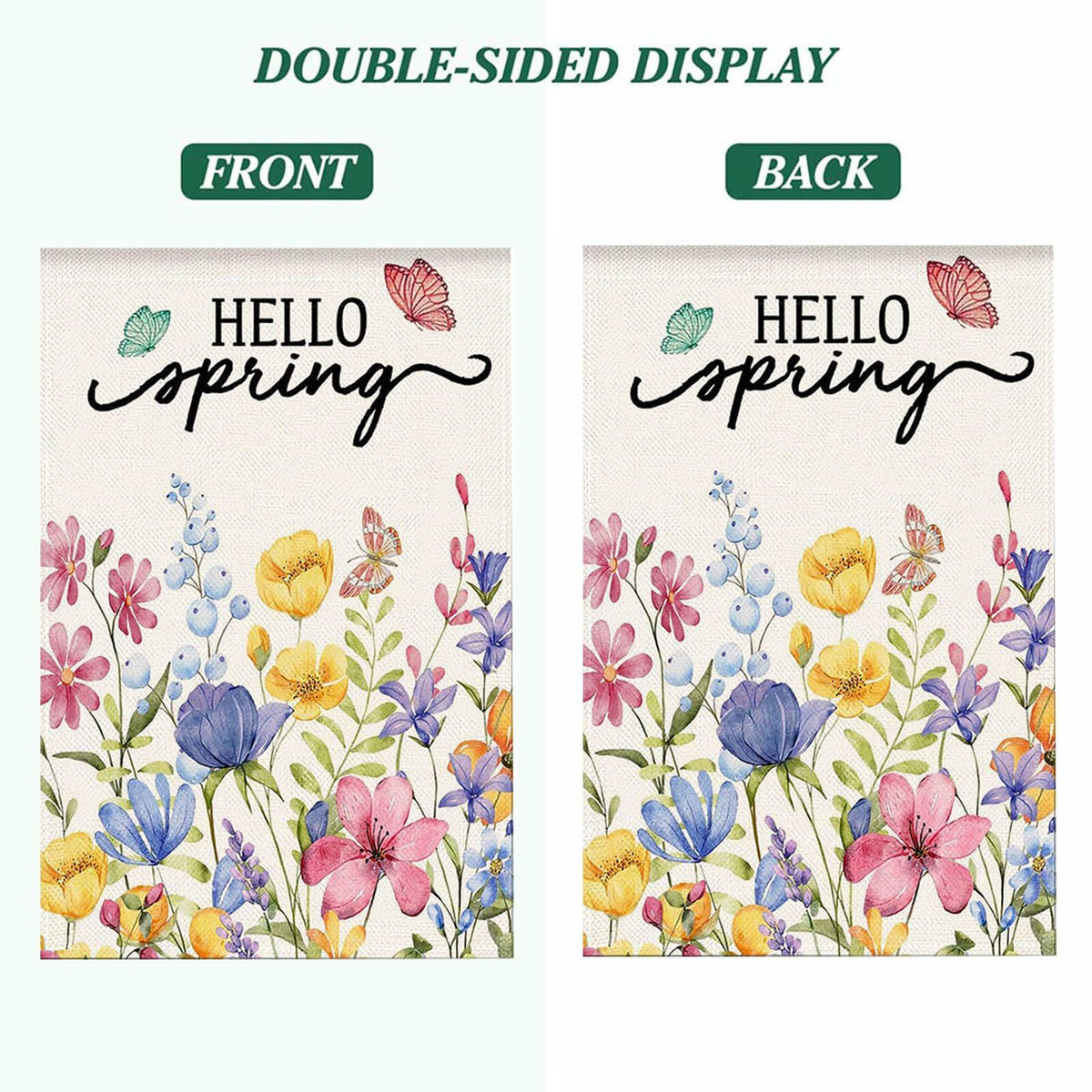 ZRTR Hello Spring Garden Flag 12x18 Inch Double Sided Burlap Floral