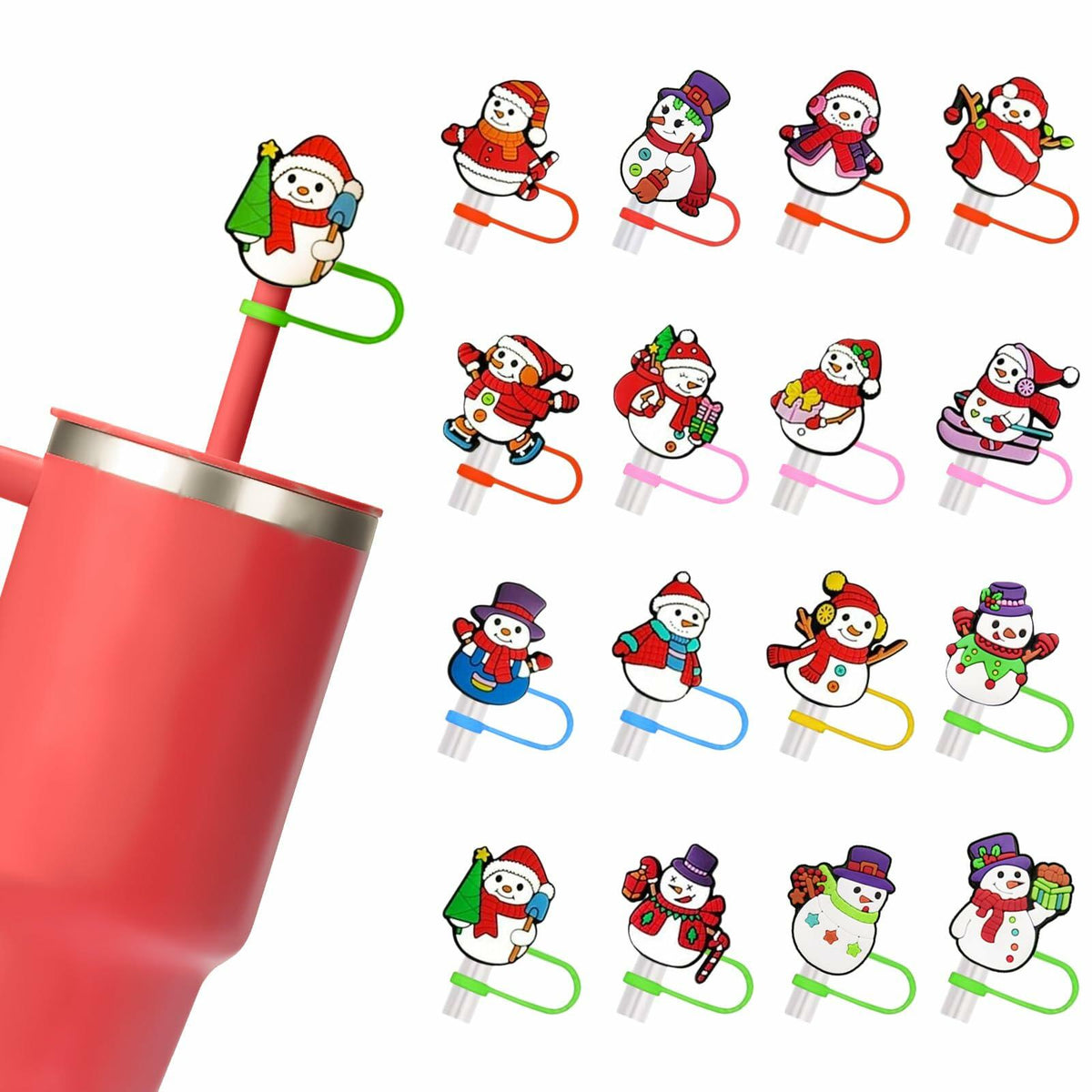 16 PCS Thanksgiving Silicone Straw Caps for Stanley Cup 10mm Design 4