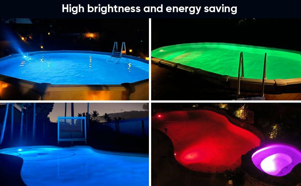 Lanpanzi RGB LED Pool Lights APP Control IP68 Waterproof 25ft Wirecord 1000lm