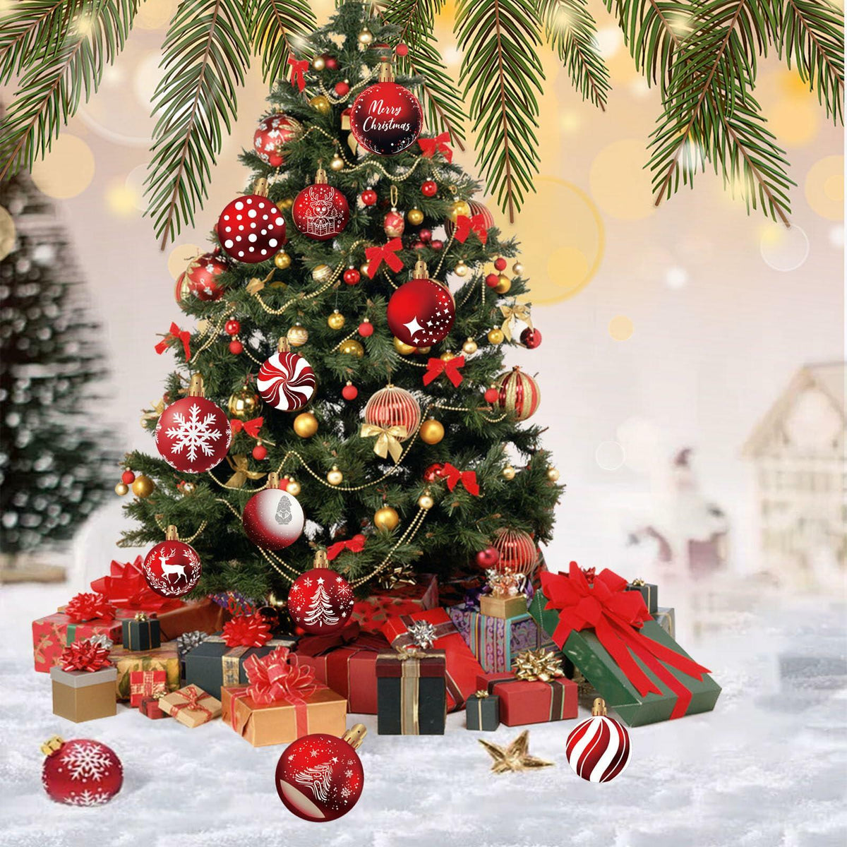 24pcs Red Peppermint Candy Ornaments & Yard Signs Christmas Tree Decor