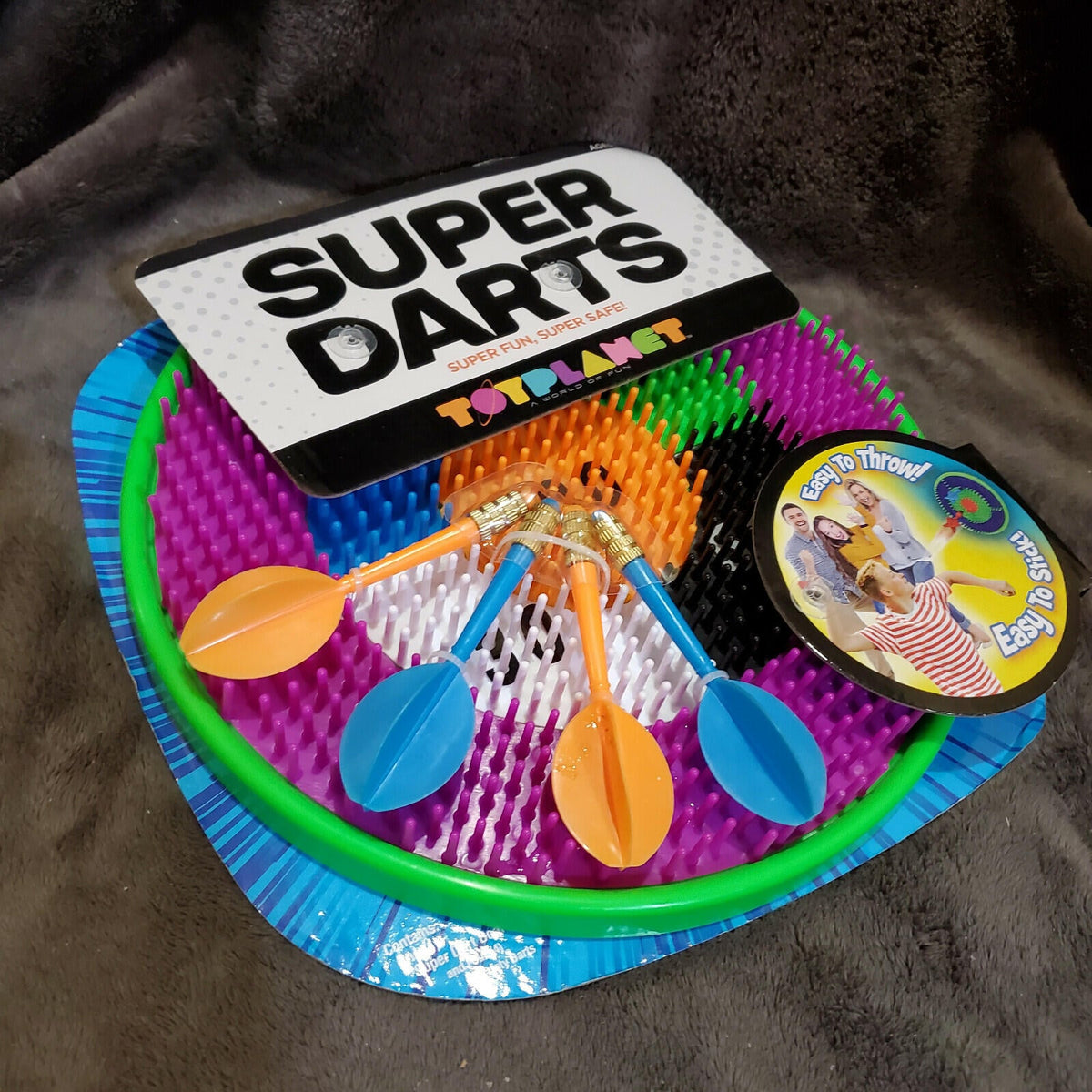 Big Time Toys Super Dart Board Darts Easy Throw Easy Stick Multi-Color