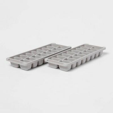 Room Essentials 2pk Plastic Ice Tray Gray 16 Cavities Dishwasher Safe