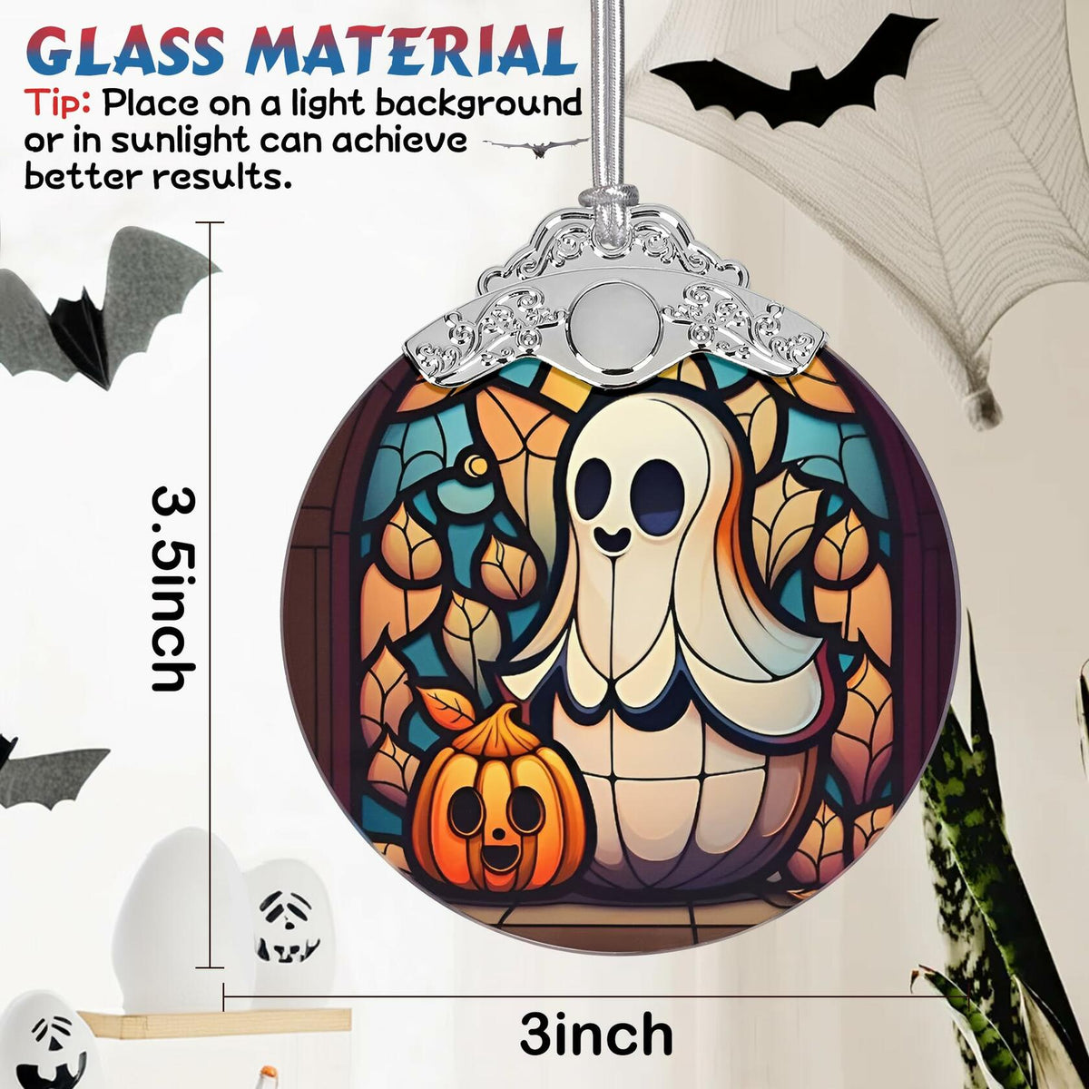 Christmas Ornament Stained Glass Ghost Holiday Decoration Unique Gift