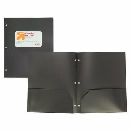 up&up 2 Pocket Plastic Folder Black Polypropylene Presentation Binder
