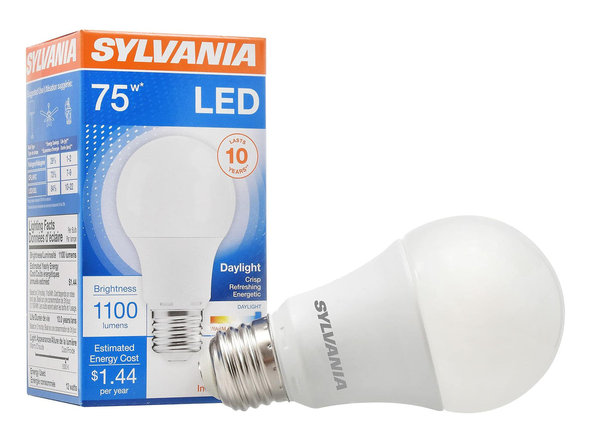 SYLVANIA LED Light Bulb 75W Equivalent A19 12W Medium Base Daylight 1 Pack