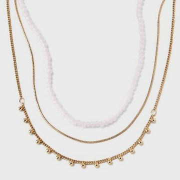Universal Thread™ Seadbead Station Necklace Set 3pc Gold