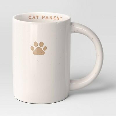 Room Essentials Stoneware Embossed Paw Cat Parent Mug Ivory 14oz