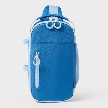 Sun Squad Soft Sided Cooler 6 Cans 4.5qt Blue Zip Closure Adjustable Straps