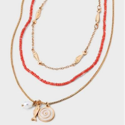 Universal Thread™ Fish Charms Pearl Quartz Multi-Strand Necklace Pink